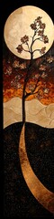 Wall Mural - A whimsical autumn landscape illustration with bold shapes. 