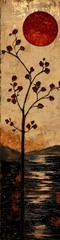Wall Mural - A whimsical autumn landscape illustration with bold shapes. 