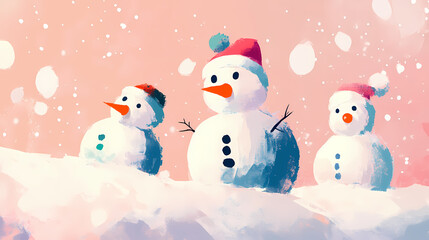 Abstract christmas, stylized snowmen, simple forms reimagine a winter classic with modern minimalism. Minimalism. Illustration