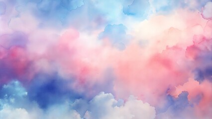 Watercolor cloudscape in soft pastel tones, abstract dreamy sky background