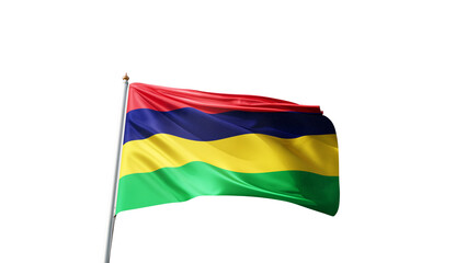 flag of mauritius on a transparent background, waving in the wind, national symbol of mauritius, african country, tall flagpole, no background, transparent png