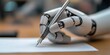 © piai - Robotic Hand Holding a Pen Writing on White Paper: Symbolizing Digitization and AI Artificial Intelligence