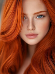 Canvas Print - A close up of beautiful red clean hair texture. 