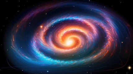 Wall Mural - a swirling galaxy of vibrant orange and blue hues creates a mesmerizing cosmic spectacle.