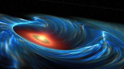 Wall Mural - a swirling vortex of blue and orange light against a black background, creating a mesmerizing and ab