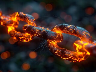 Wall Mural - glowing metal chain: a symbol of strength and connection