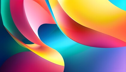 Canvas Print - Fluid Geometric Abstraction Featuring Smooth Curves and Vibrant Color Transitions