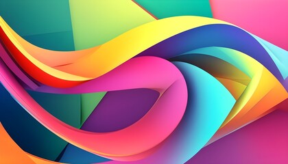 Wall Mural - Vibrant geometric shapes in fluid motion with captivating color transitions