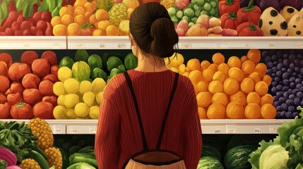 Sticker - Vibrant Produce Panorama: A Colorful Culinary Journey