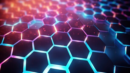 Wall Mural - abstract hexagonal pattern with glowing blue and pink lights. a futuristic and modern design. perfec