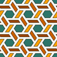 Wall Mural - Hexagonal seamless pattern. Mosaic tiles. Honeycomb surface print. Flooring image. Wicker background. Geometric abstract. Vector ornament. Modern geometrical wallpaper