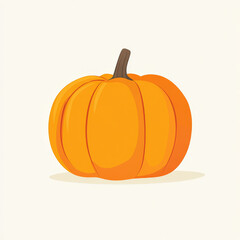 Flat illustration of a bright orange pumpkin with clean lines and a simple design, on a white background.