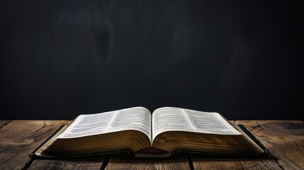 Wall Mural - Open Holy Book on Wooden Table