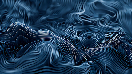 Canvas Print - Abstract blue geometric background with flowing lines.