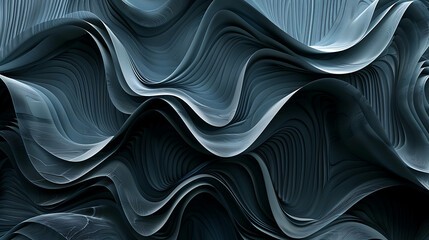 Canvas Print - Abstract dark blue wave pattern.