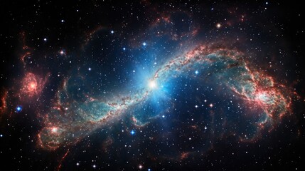 Wall Mural - A breathtaking view of a nebula in deep space, with swirling clouds of gas and dust illuminated by the light of distant stars.