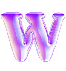 3D Holographic Purple Letter W