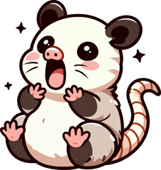 cute cartoon screaming opossum