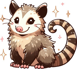 cute cartoon smiling opossum