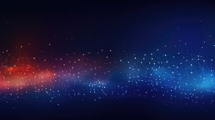 Wall Mural - a dark blue and red abstract background with a network of glowing lines and dots.