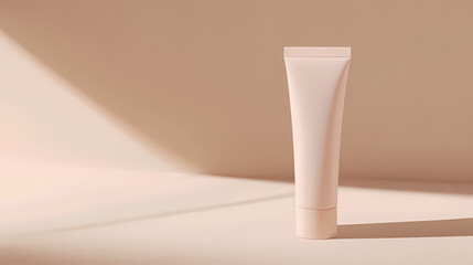 Wall Mural - Tube of cream cosmetics minimalism beige background. Minimalism. Illustration