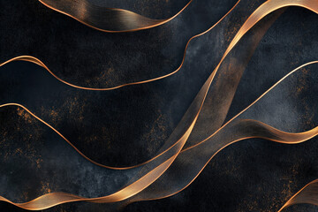 A luxury abstract background with delicate, copper lines weaving in and out of a soft matte black background, creating a sleek and modern aesthetic.