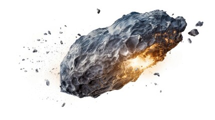 Wall Mural - A dramatic image of a large asteroid breaking apart in space.