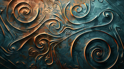 Sticker - Abstract metal background with swirling, intricate patterns.