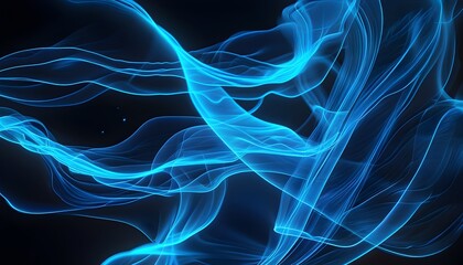 Neon Blue Flames Illuminate a Dark Canvas in a Captivating Digital Blueprint Design