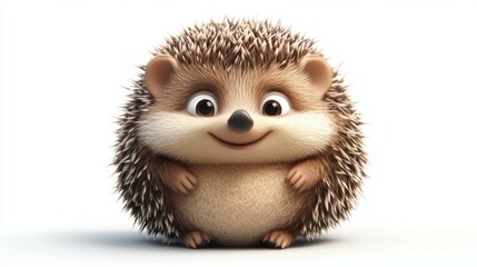3d playful cartoon hedgehog curled up in a ball on a white background