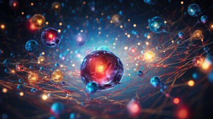 Wall Mural - a mesmerizing abstract background featuring a network of glowing orbs and lines.
