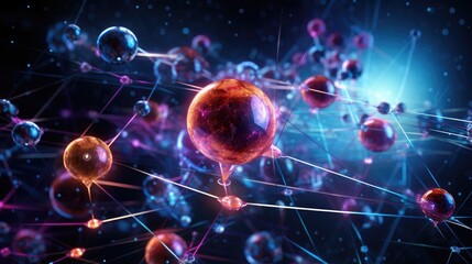 Wall Mural - a mesmerizing abstract background with glowing orbs connected by intricate lines, creating a sense o
