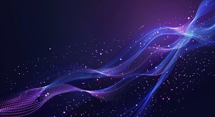 Abstract background with blue and purple gradient lines in wavy movement