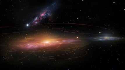 Wall Mural - a mesmerizing cosmic landscape with swirling galaxies, twinkling stars, and ethereal light trails.