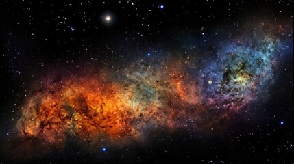 Wall Mural - a mesmerizing view of a vibrant nebula, swirling with cosmic dust and gas, illuminated by distant st