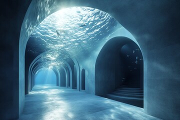 Wall Mural - A breathtaking underwater gallery featuring elegant marine life