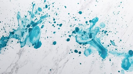 Splattered turquoise paint on white marble generative ai