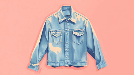 Sticker - A blue denim jacket on a pink background.