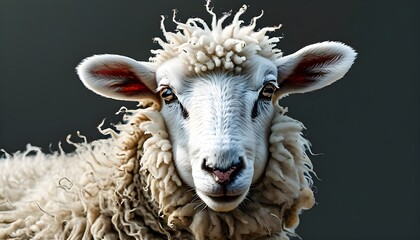 Wall Mural - Sheep Profile Against White Background Highlighting Agriculture and Livestock Husbandry Themes