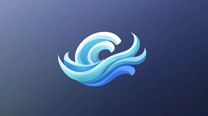 Abstract blue wave logo design.