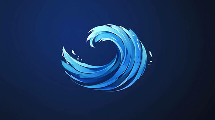 Poster - Abstract blue wave illustration on dark blue background.