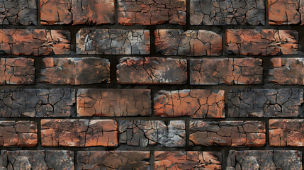 Wall Mural - Weathered red brick wall background.