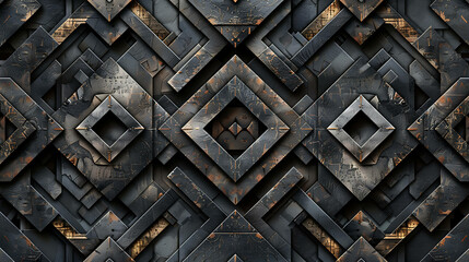 Wall Mural - A futuristic abstract design made of metal and geometric shapes.