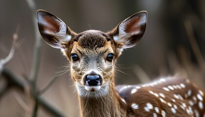 Wall Mural - Intimate portrait of a Fallow deer in the midst of rutting season