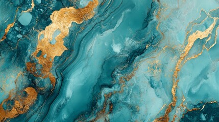 Wall Mural - Turquoise and gold marble texture, vibrant and luxurious marble generative ai