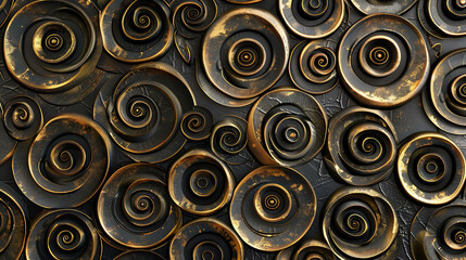 Sticker - Abstract background with metallic gold and black swirl pattern.