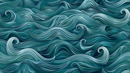 Seamless pattern with blue ocean waves.