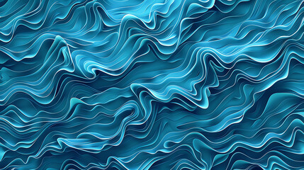 Canvas Print - Abstract blue wavy background with a 3D look.