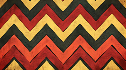 Wall Mural - Abstract background with chevron pattern in red, yellow, and black.