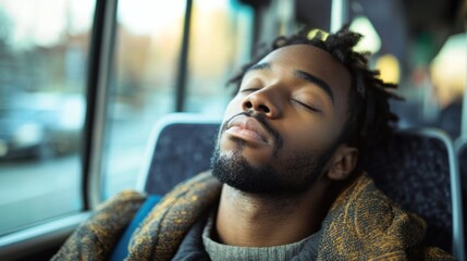 Man Sleeping on a Bus